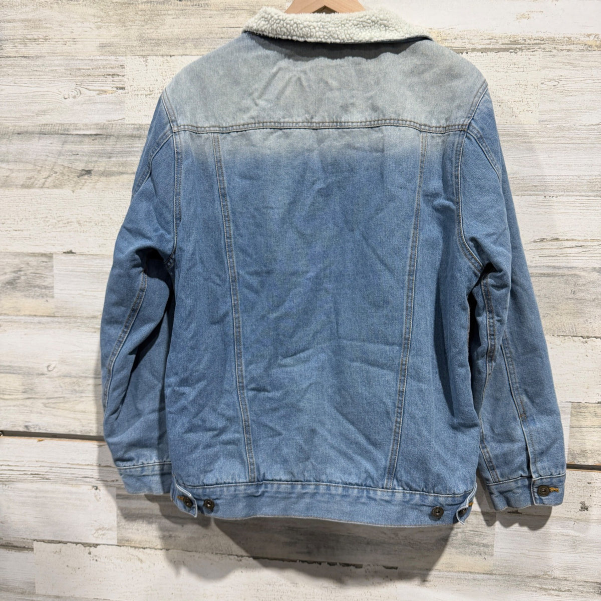 Brooklyn Cloth Sherpa Lined Denim Jacket Men L Blue Cotton Trucker Classic EUC5