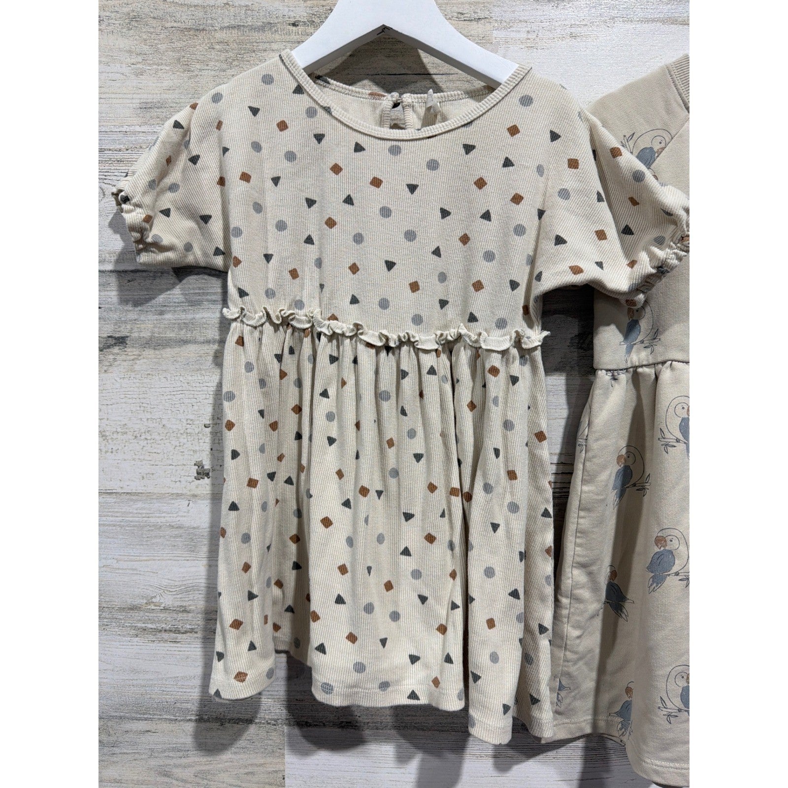 Quincy Mae Rylee + Cru Tunic Dress Bundle Girls 4-5 Neutral Geometric Parrot1