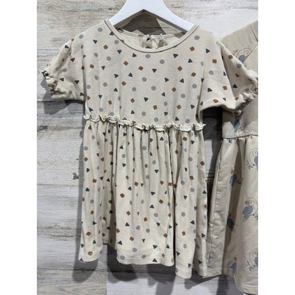 Quincy Mae Rylee + Cru Tunic Dress Bundle Girls 4-5 Neutral Geometric Parrot1