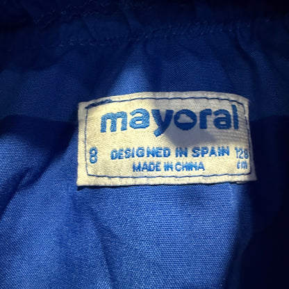 Mayoral Skirt Set Girls Size 8 Blue White Striped Floral Tulle Balletcore EUC5