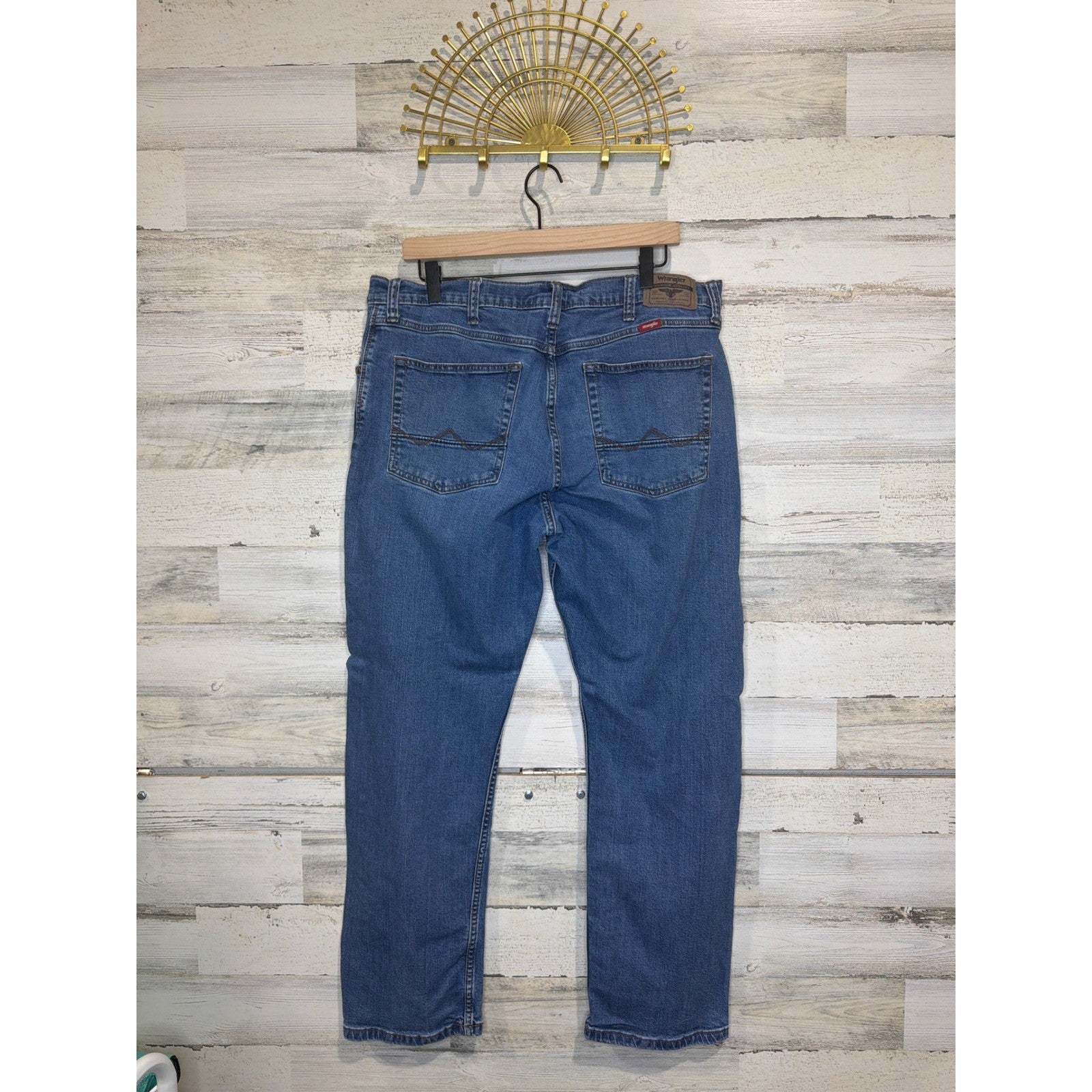 Wrangler Straight Fit Jeans Mens 36x30 Blue Denim Western Workwear2