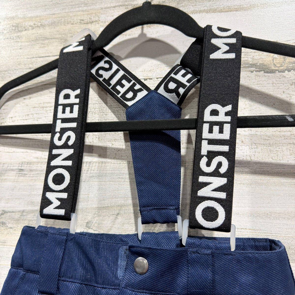 Monster Snow Pants Kids 4 Navy Blue Polyester Winter Ski Bibs EUC1