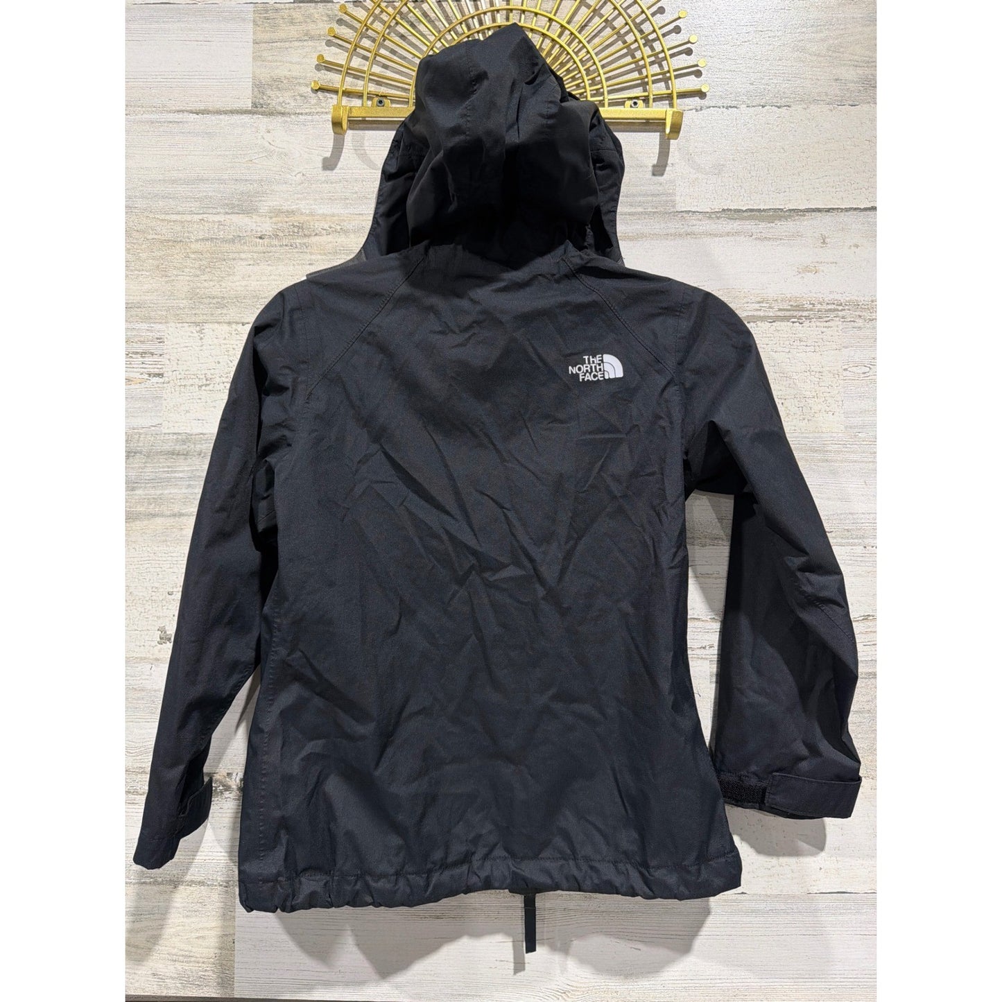 The North Face DryVent Jacket Girls S 7/8 Black Grey Hooded Gorpcore GUC5