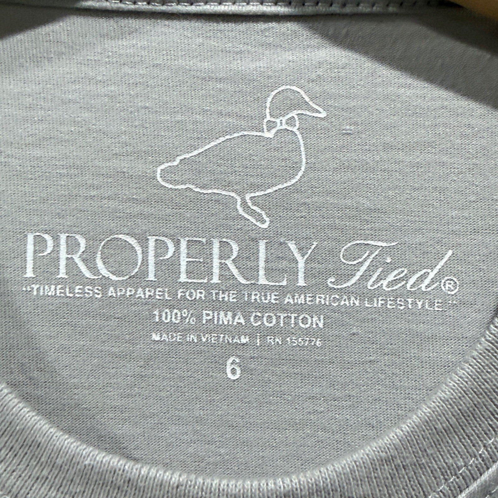 Properly Tied Long Sleeve Shirt Boys 6 Gray Football Pocket Tee Preppy *Flawed3