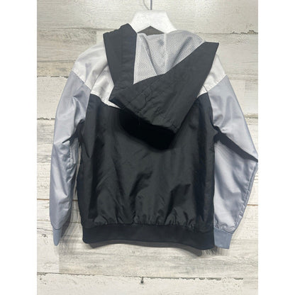 Nike Windrunner Windbreaker Kids Size 5 Black White Grey Hooded Jacket EUC2