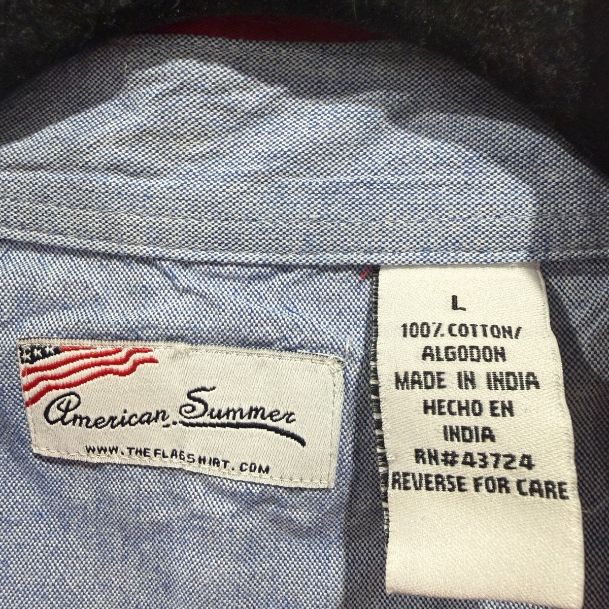 American Summer USA Flag Button Down Shirt Large Red White Blue Cotton Patriotic2