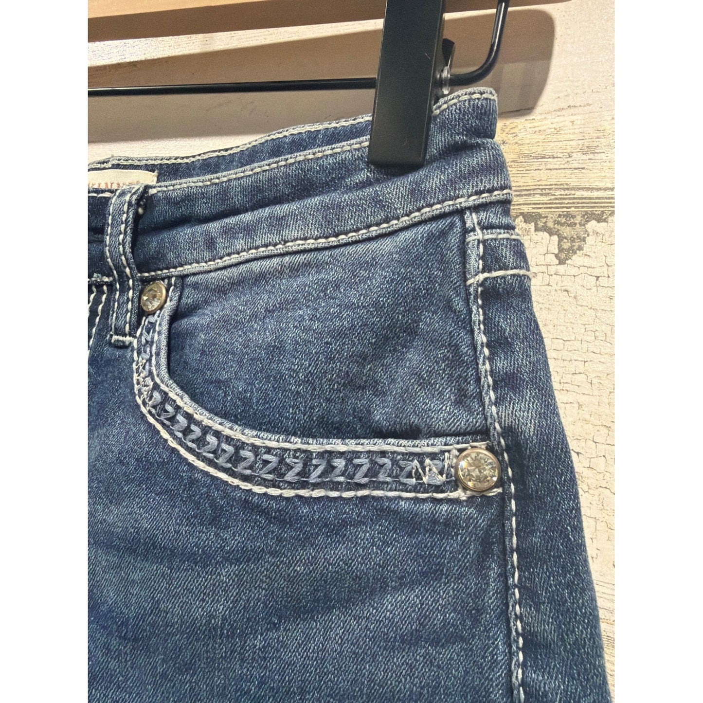 Shyanne Denim Shorts Women 27 Blue High Rise Rhinestone Western Cowgirl NWT4