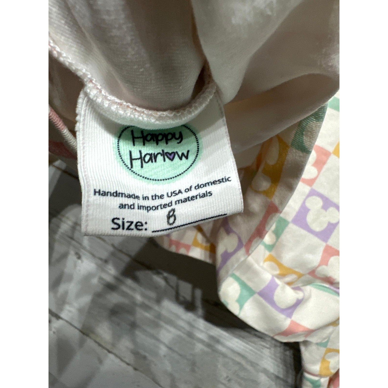 Happy Harlow 2-Piece Lounge Set Girls 8 Pastel Mickey Checkered EUC1