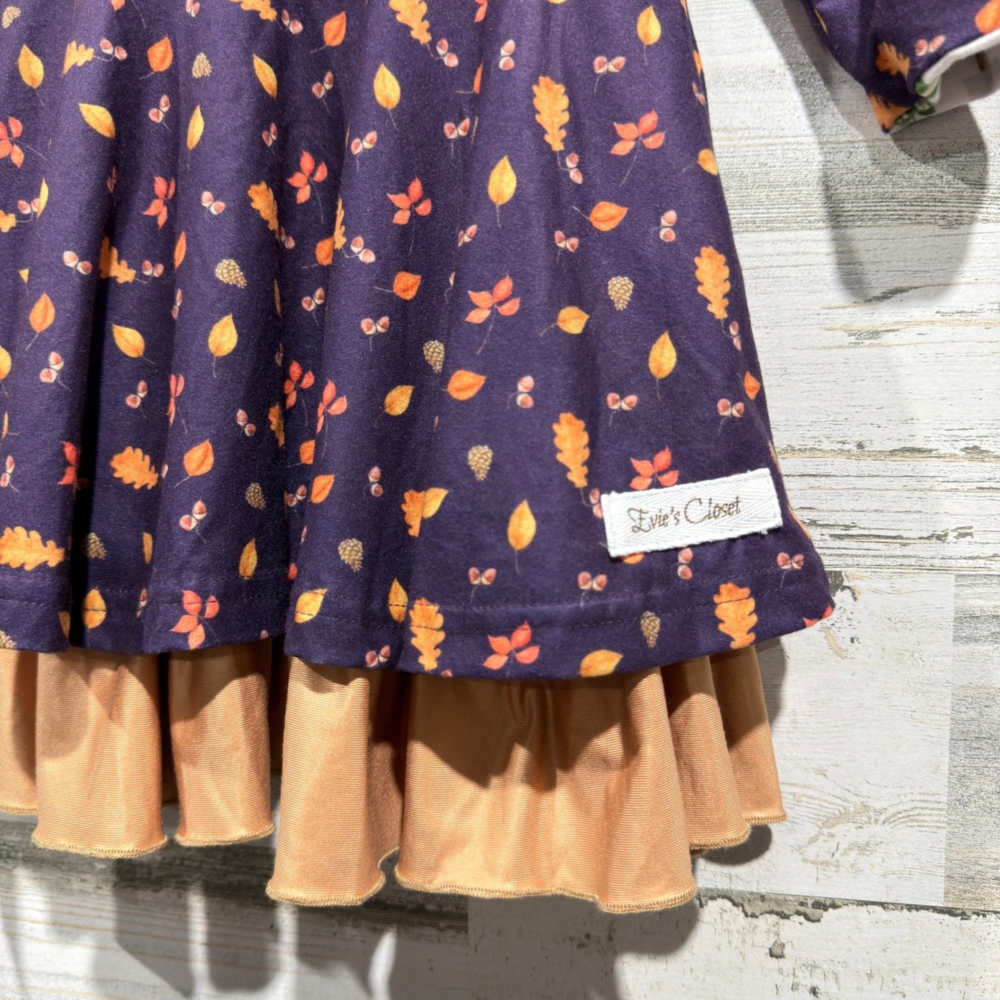 Evie's Closet Reversible Dress Girls 12M Purple Leaf Plant Boho Fall NWT1