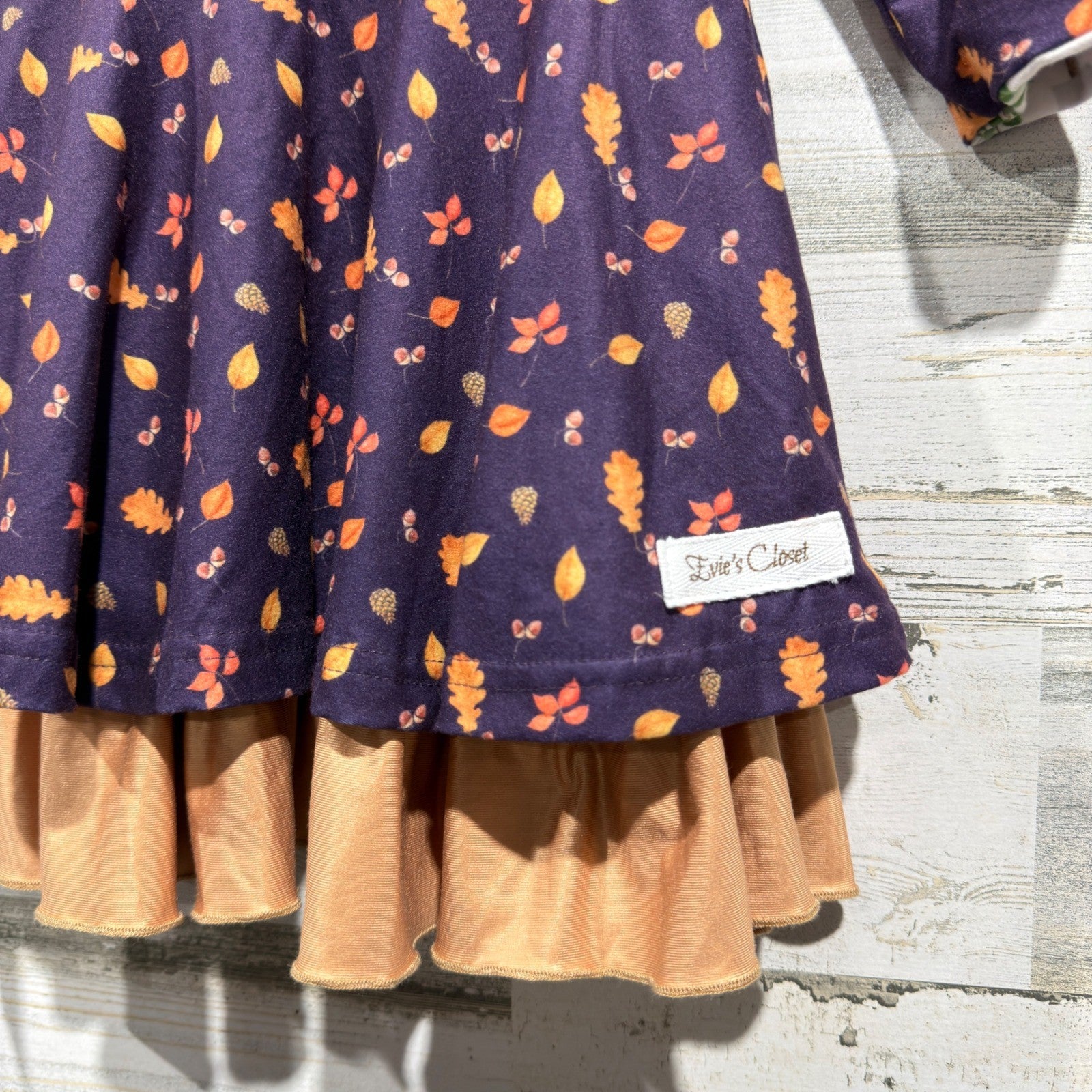 Evie's Closet Reversible Dress Girls 12M Purple Leaf Plant Boho Fall NWT1