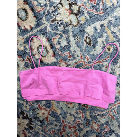 Lovers and Friends Crop Top Women Medium Pink Spaghetti Strap Tiered EUC0