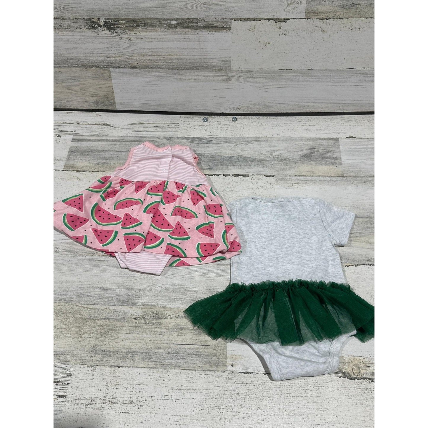 Girls 6-9M Bundle Pink Green Watermelon Sassy EUC3