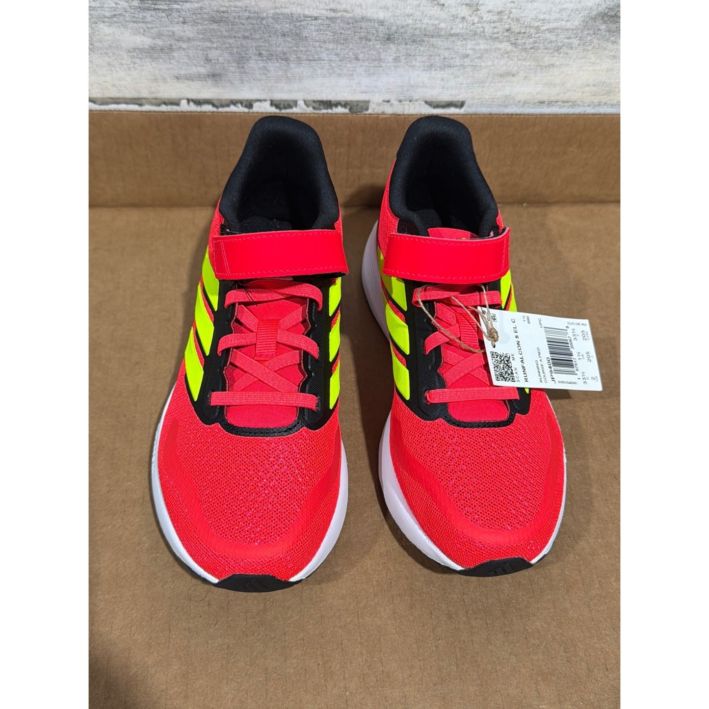 Adidas Runfalcon 3.0 Sneakers Kids Size 2 Youth Coral Neon Yellow Sporty NWT2