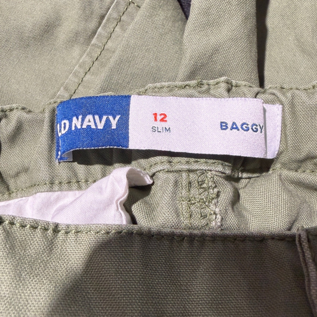 Old Navy Cargo Pants Boys 12 Slim Green Baggy Utility EUC3