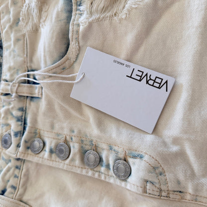 Vervet Sienna Denim Shorts Womens Large Cream Acid Wash Cotton Distressed NWT3