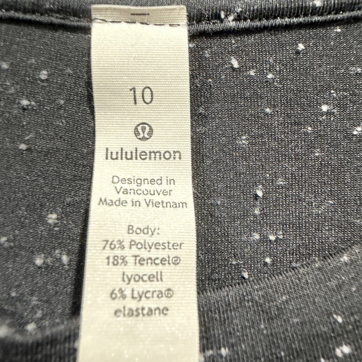 Lululemon All Yours Tank Top Women 10 Black Speckled Relaxed Athleisure EUC2