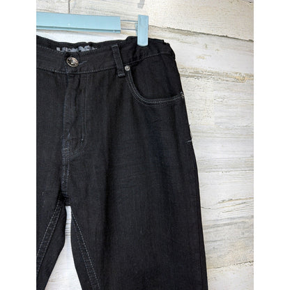Uproar Straight Leg Jeans Boys 18 Husky Black Adjustable Waist Skater1