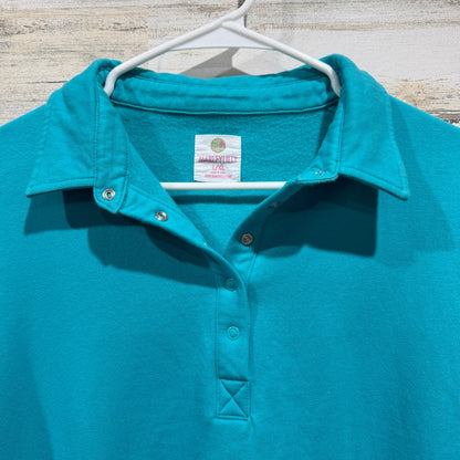 Marley Lilly Sweatshirt Women L/XL Teal Puff Sleeve Collared Preppy EUC1