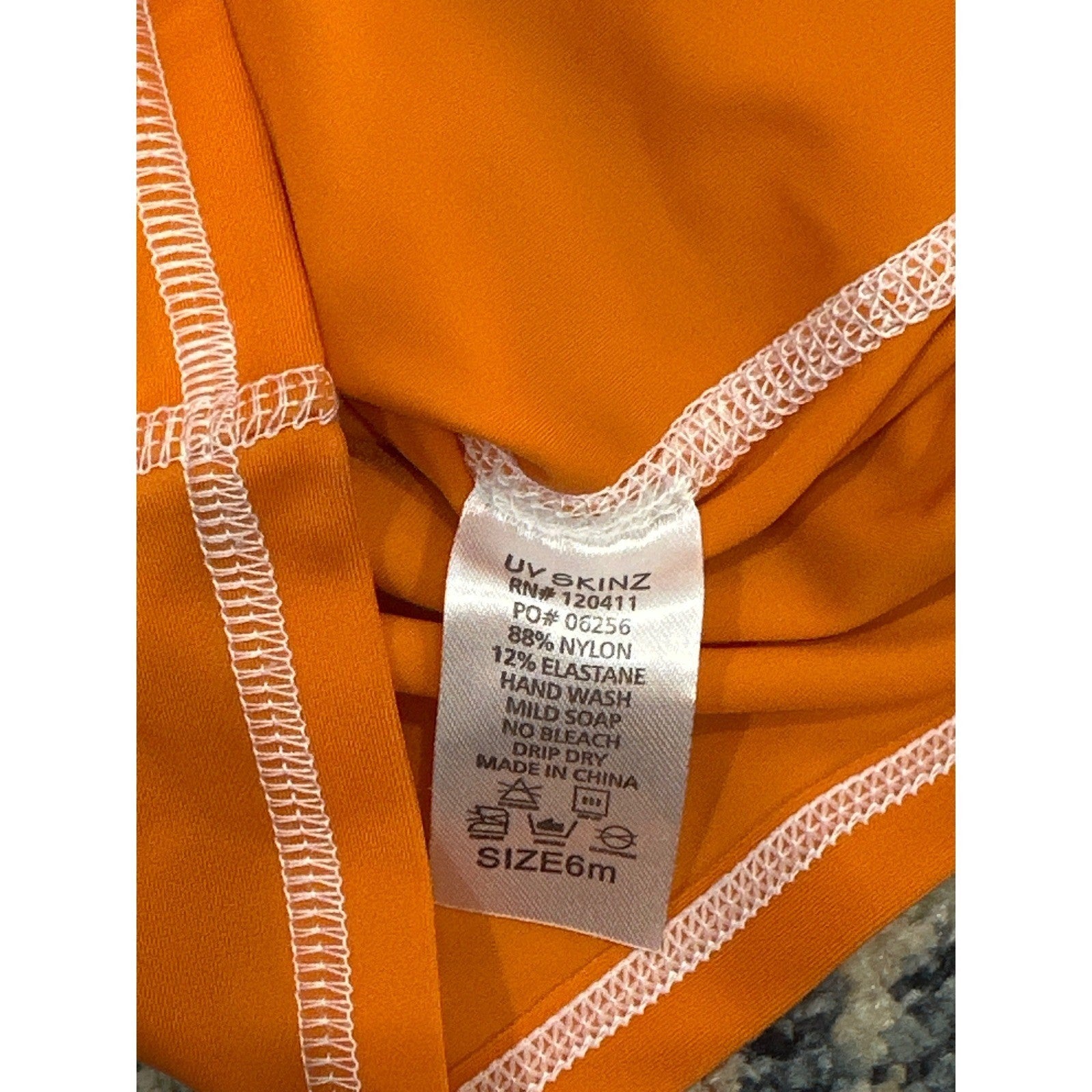 UV Skinz Rash Guard Girls 6M Orange Pink UPF 50+ Long Sleeve NWT2