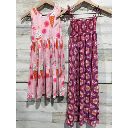 Mila and Rose SWAK Dress Lot Girls Size 7-8 Pink Purple Floral Butterfly EUC5
