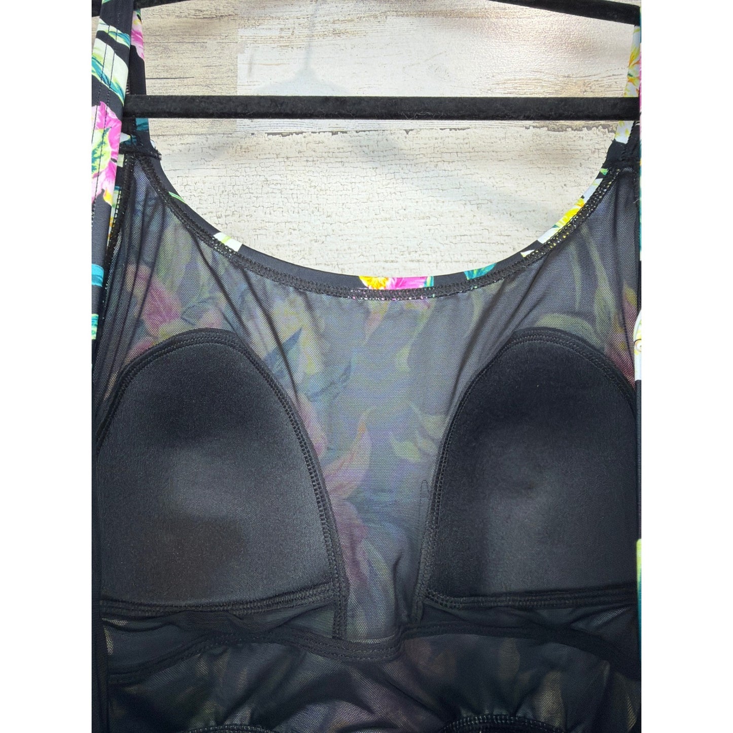 Torrid Wireless Swim Dress Women 1 Black Tropical Floral Resortwear NWT4