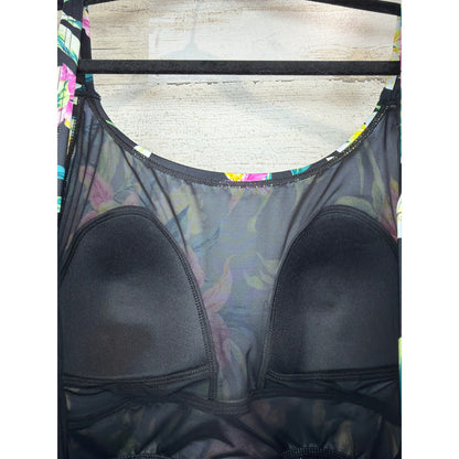 Torrid Wireless Swim Dress Women 1 Black Tropical Floral Resortwear NWT4