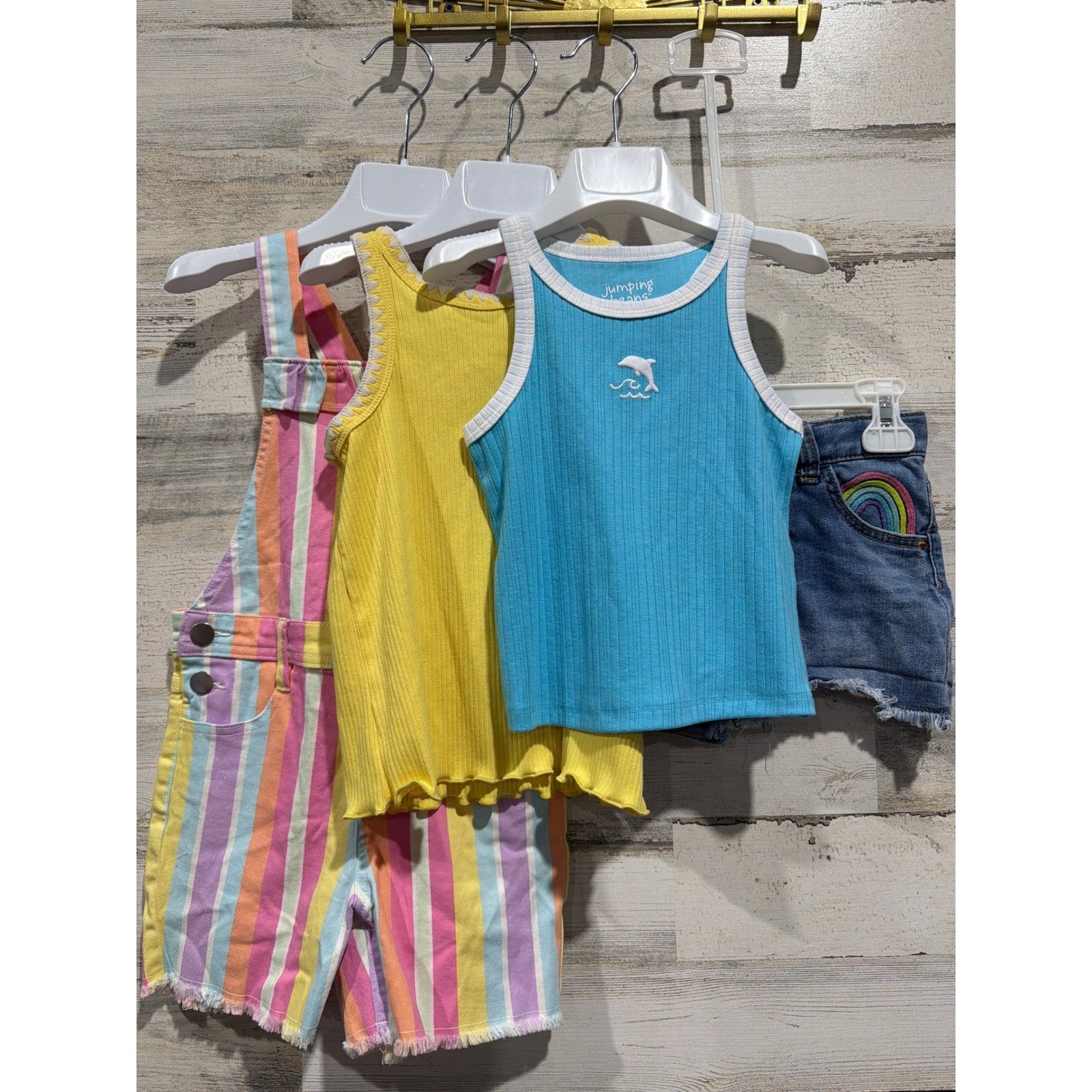 Cat & Jack Jumping Beans Girls 5T Color Summer Shorts Tank Overalls0