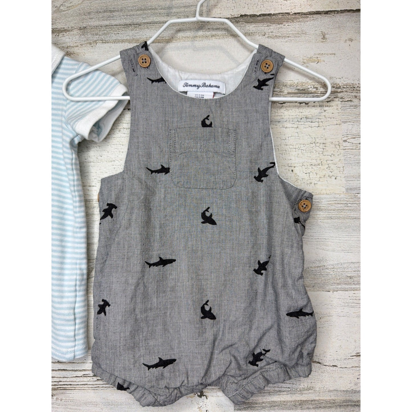 Tommy Bahama Tres Beau et Belle Romper Bundle Boys 3-6M Blue Grey Nautical1
