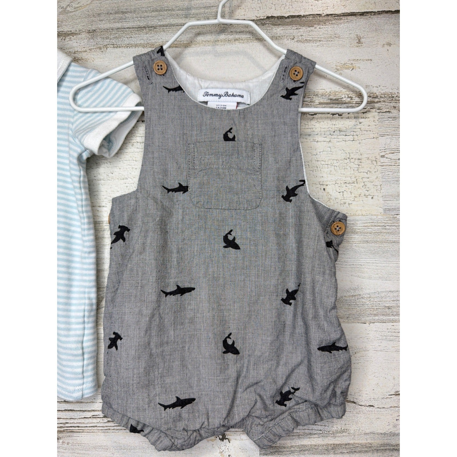 Tommy Bahama Tres Beau et Belle Romper Bundle Boys 3-6M Blue Grey Nautical1