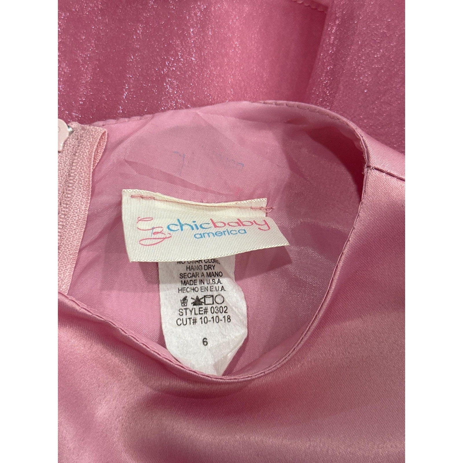 Chic Baby America Special Occasion Formal Dress Girls 6 Pink Tulle Glitter EUC1