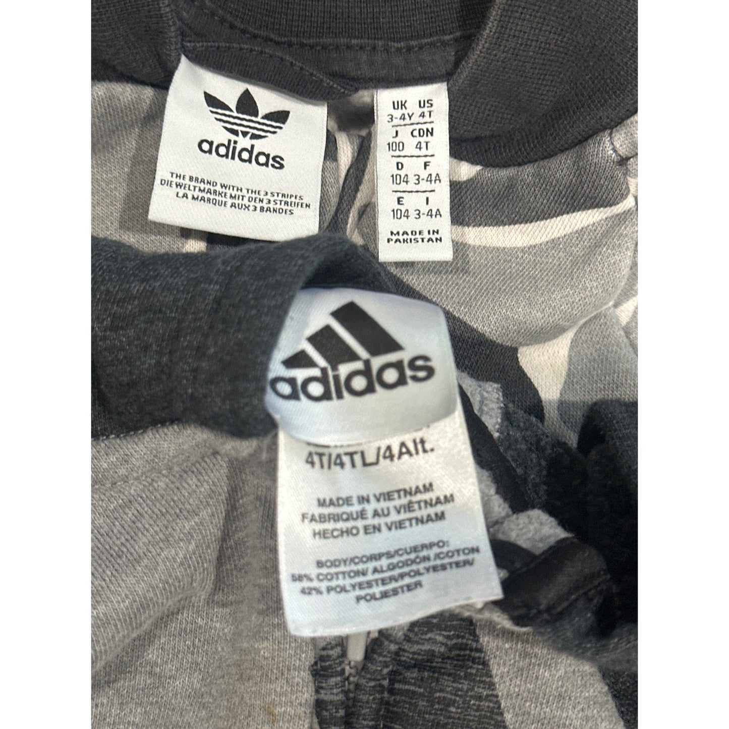 Adidas Jacket Bundle Kids 4T Grey Camo Logo Zip Up Hooded Sporty *Flaws*5