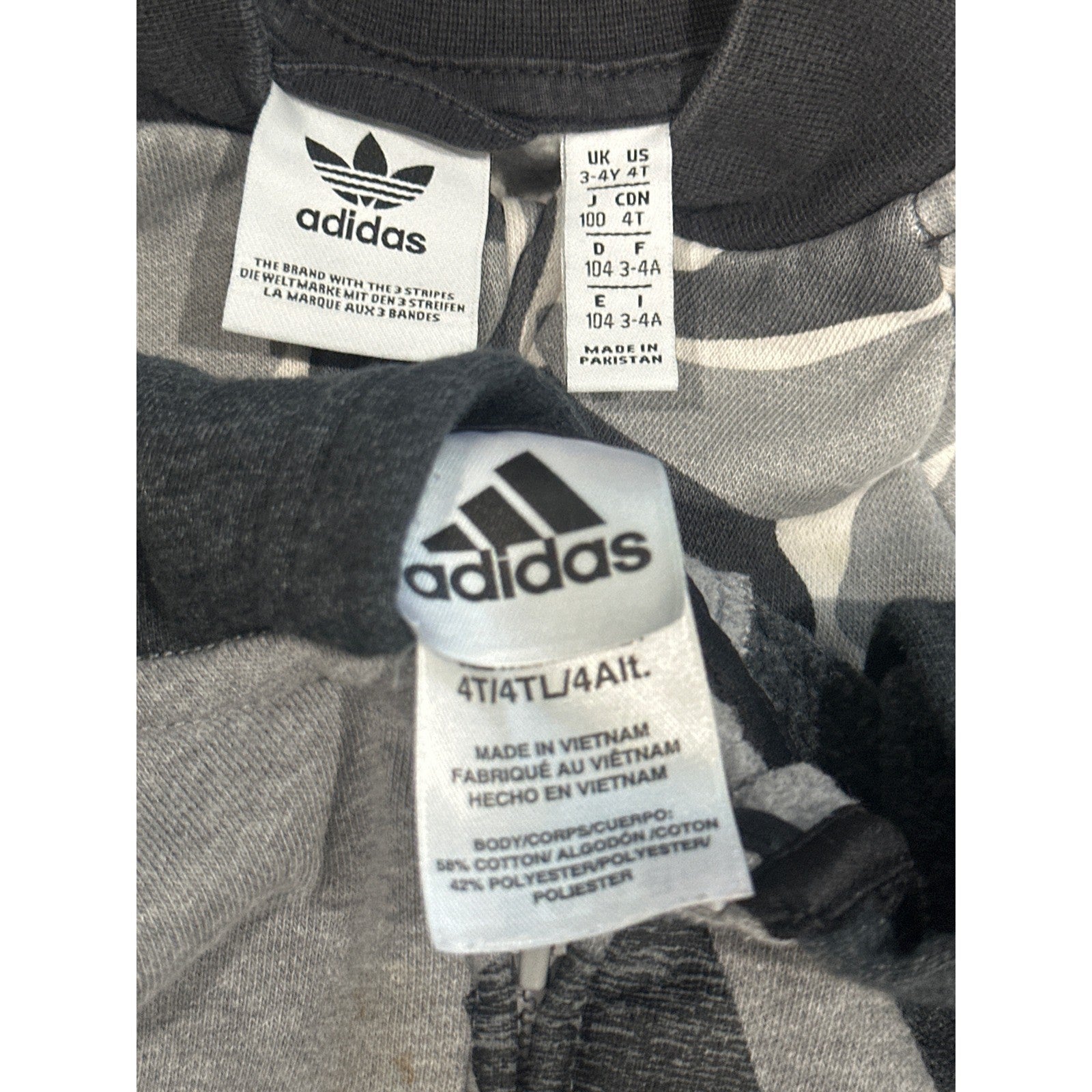 Adidas Jacket Bundle Kids 4T Grey Camo Logo Zip Up Hooded Sporty *Flaws*5