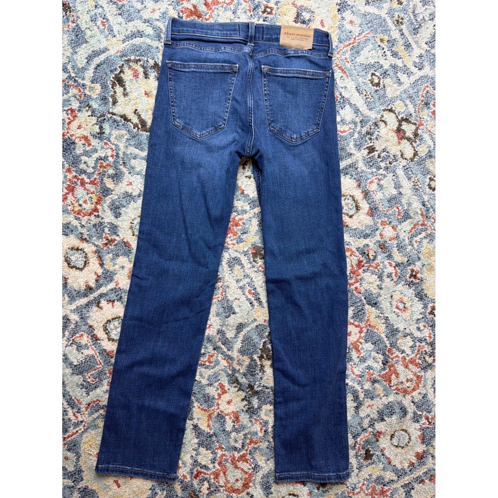 Abercrombie Kids Straight Jeans Boys 13/14 Blue Adjustable Waist EUC5
