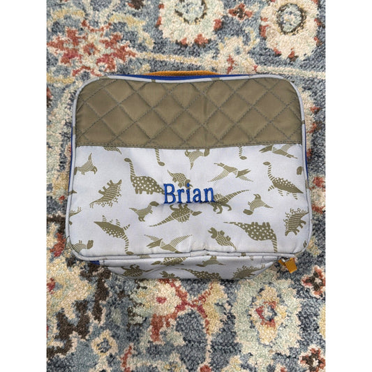 Matilda Jane Lunch Kit Boys Grey Green Dinosaur Quilted Embroidered Brian GUC0