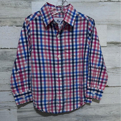 Southbound Button Down Shirt Boys 3T Pink Blue Plaid Long Sleeve NWT0