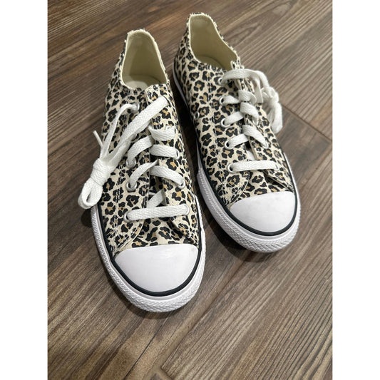 Converse Low Top Sneakers Girls 2.5 Leopard Print Animal Canvas NEW (no box)0