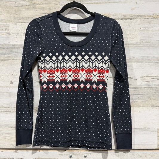 Hanna Andersson Fair Isle Top Women XS Black Organic Cotton Nordic EUC0