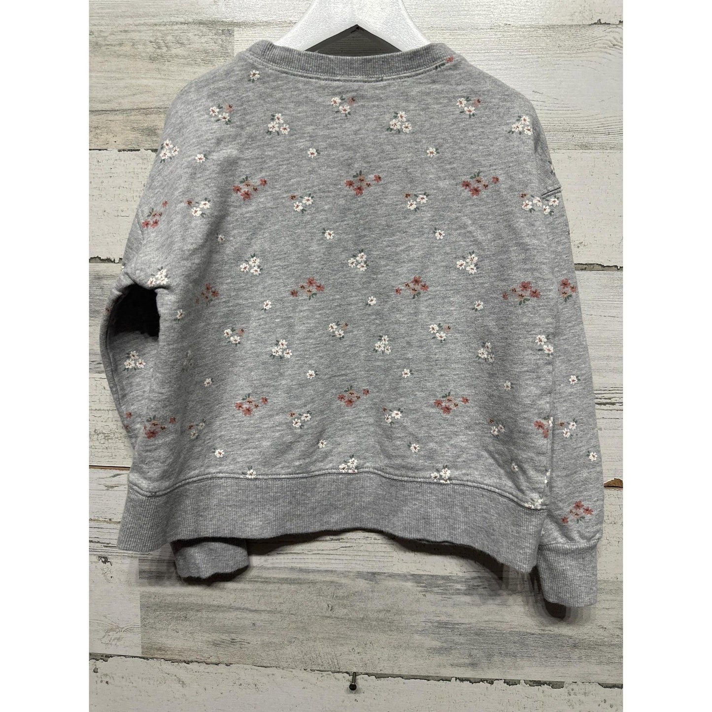 Carter's Sweatshirt Girls Size 8 Gray Floral Print Long Sleeve Pullover EUC2