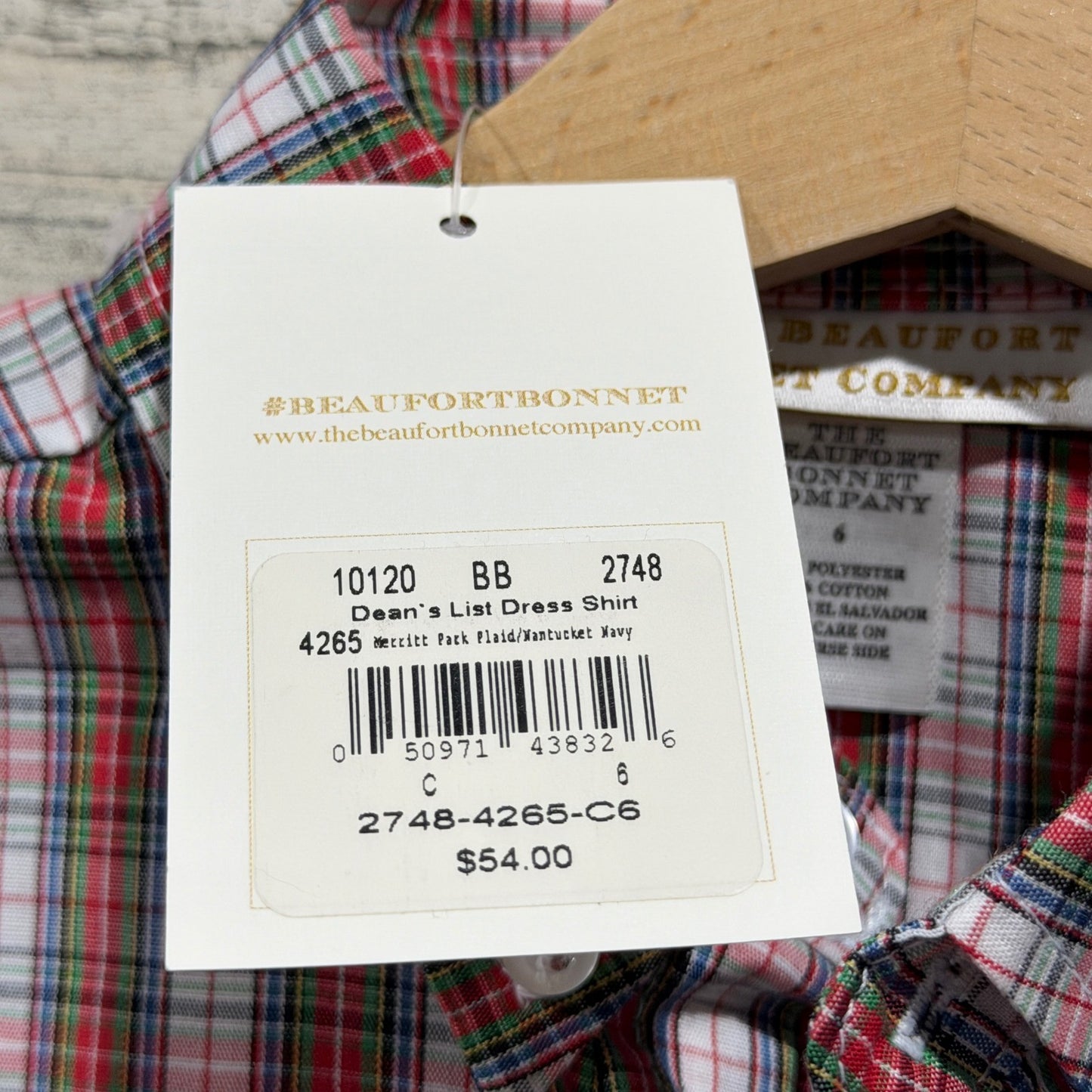 TBBC Dean's List Dress Shirt Boys Size 6 Plaid Merritt Park Preppy NWT2