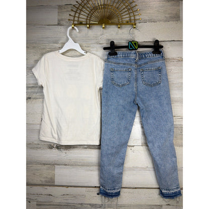 Harry Potter Cat & Jack Outfit Girls Size 6 Cream Blue Hogwarts Distressed EUC3