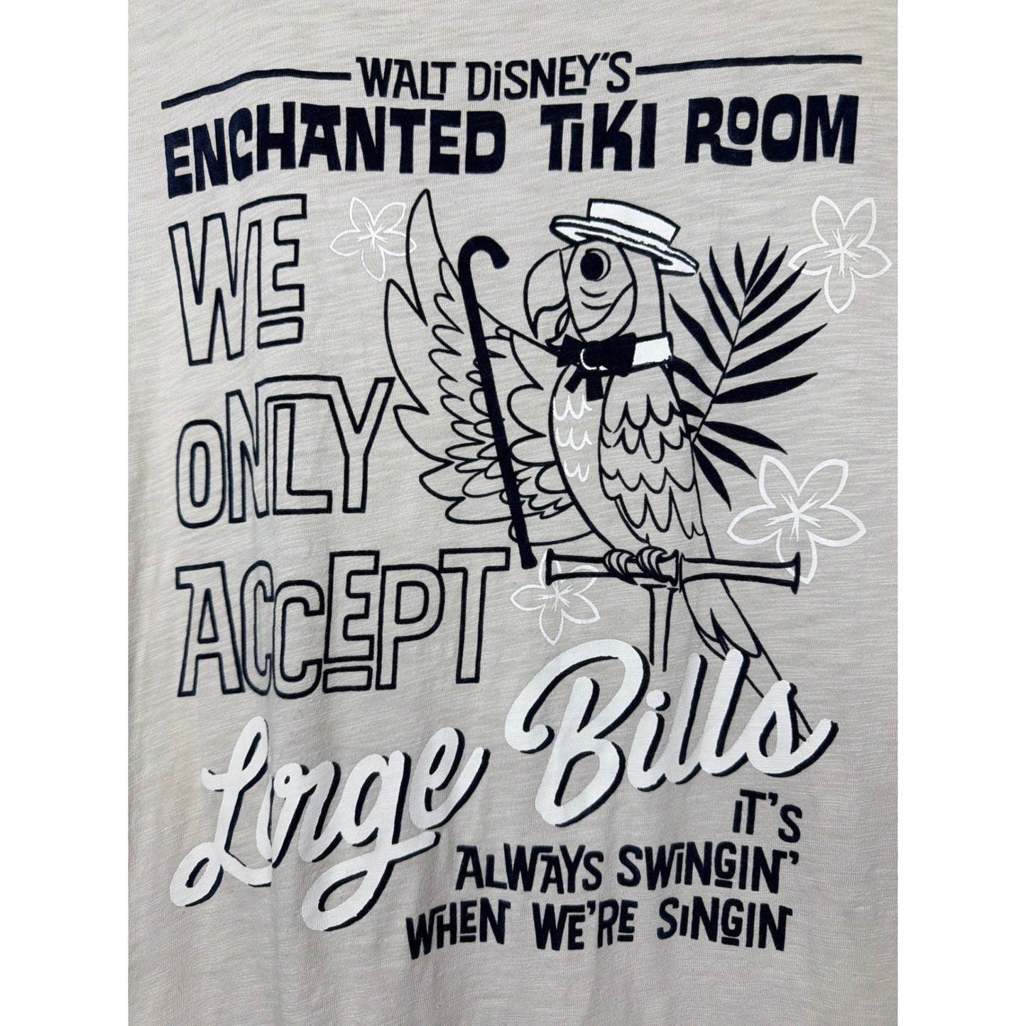 Disney Enchanted Tiki Room Shirt Adult Medium Beige Large Bills Graphic Tee1