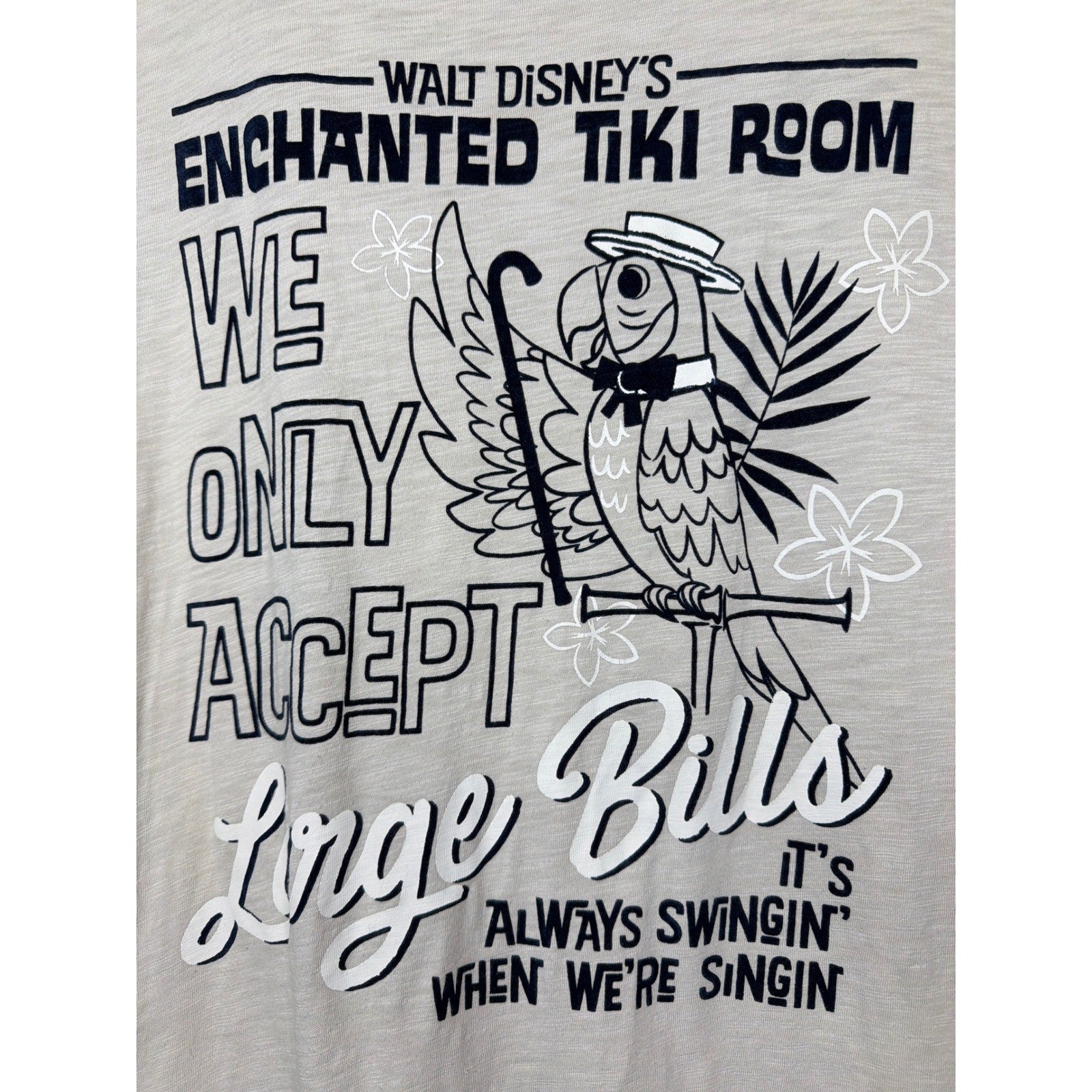 Disney Enchanted Tiki Room Shirt Adult Medium Beige Large Bills Graphic Tee1