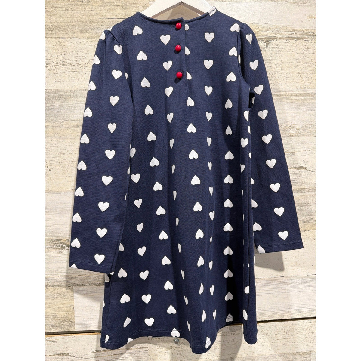 Nula Bug Heart Print Dress Girls 7 Navy Blue Peter Pan Collar Preppy NWT4