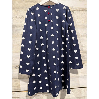 Nula Bug Heart Print Dress Girls 7 Navy Blue Peter Pan Collar Preppy NWT4