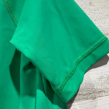 Hanna Andersson Rash Guard Kids 6-7 Green Short Sleeve Swim Shirt *Flawed3