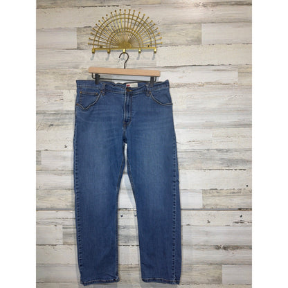 Wrangler Straight Fit Jeans Mens 36x30 Blue Denim Western Workwear0