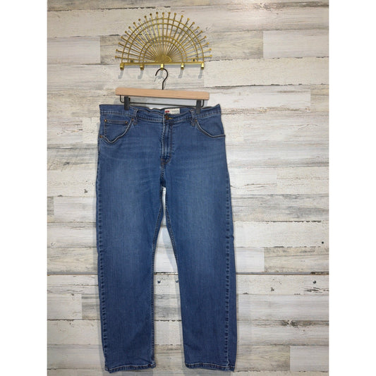 Wrangler Straight Fit Jeans Mens 36x30 Blue Denim Western Workwear0