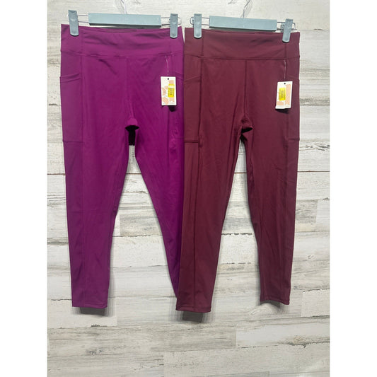 GB Girls Athletic Leggings Kids Large Magenta Burgundy Side Pockets Bundle NWT0