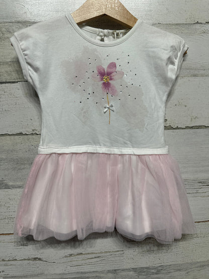 EMC Tutu Dress Girls 9M White Pink Floral Rhinestone Tulle NWT0