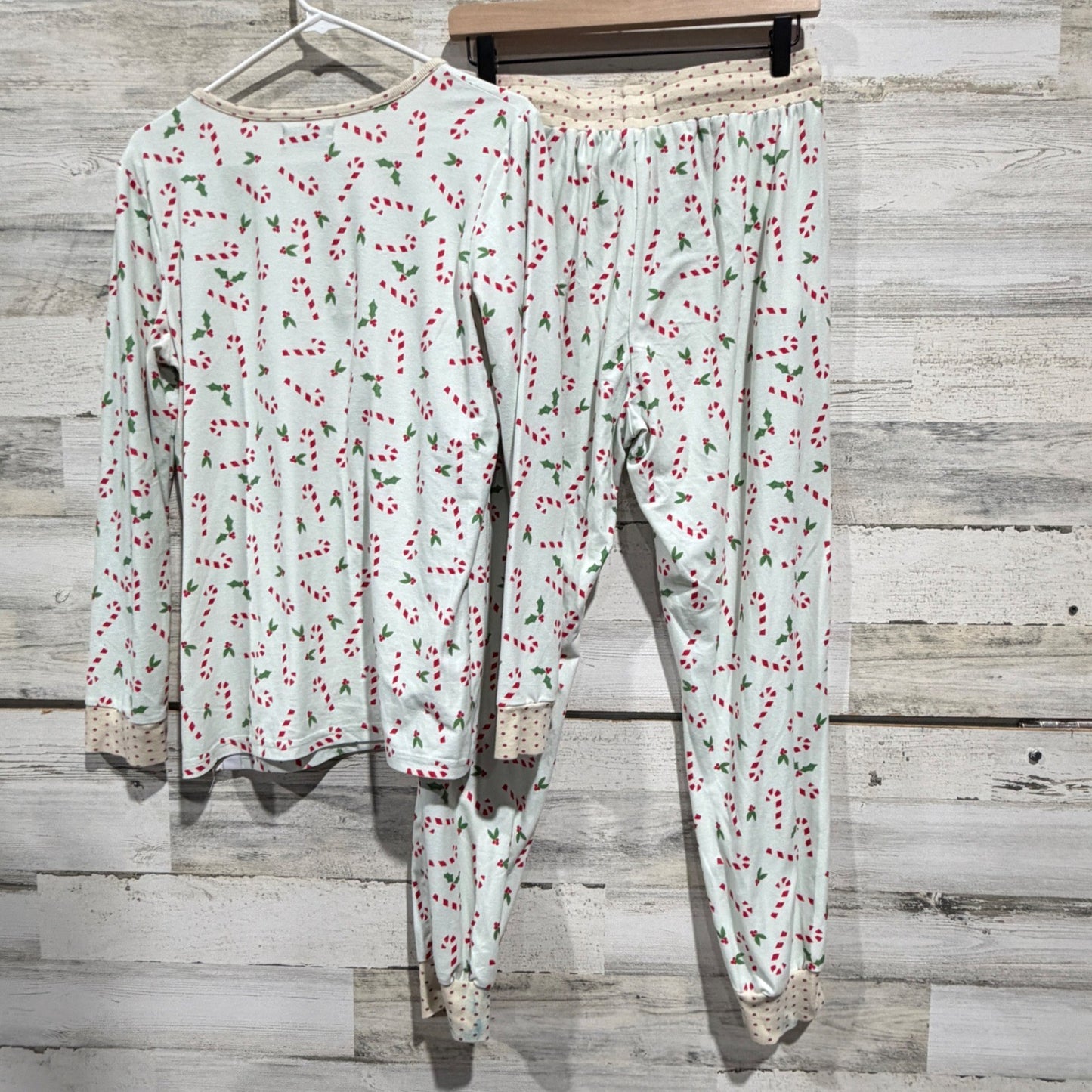 SweetHoney Pajama Set Women M Blue Candy Cane Holiday Festive GUC7